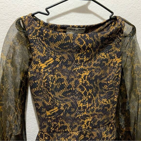 New Chiara Boni La Petite Robe Hasana Sheer-Sleeve Peplum Dress 6/40 Italy $750 - Picture 7 of 14